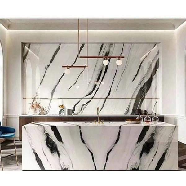 Black Veins White Marble Panda White Wall Flooring Stairs Natural Marble Stone Slab