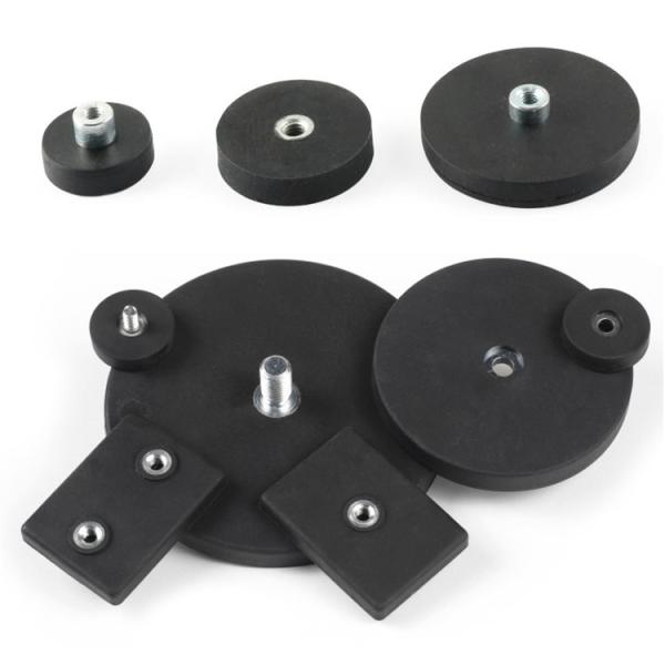 Buy Durable Black Rubber Coated Neodymium Magnets Abrasion Resistance at wholesale prices