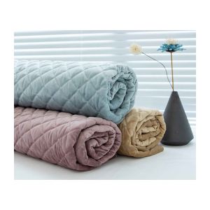 Ultrasonic Quilted Sofa Velvet Upholstery Fabric Customized Warp