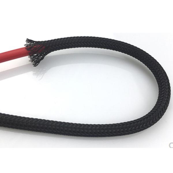 Black Flame Proof PET Expandable Braided Sleeving Wear Resistant For Cable Industries