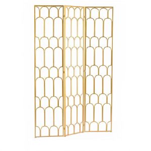 Foldable 3 Panel Room Divider Screen Decorative Metalwork Rose Gold