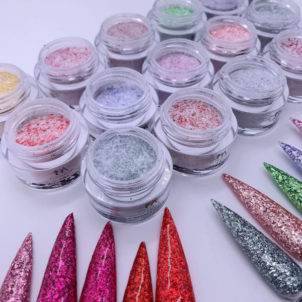 Factory Custom Private Label Pink Color Dip Powder Glitter Acrylic Powder