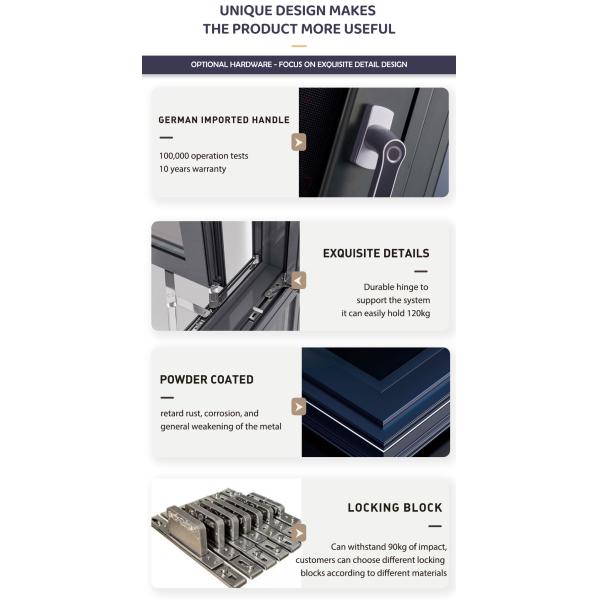 Double Glazed With Hurricane Impact Glass Swing Aluminum Horizontal Hanging Picture Window