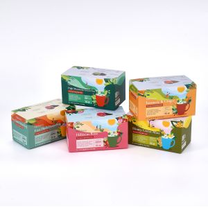 Varnished Custom Printed Cardboard Box Packaging For 48g Tea And Coffee Drink
