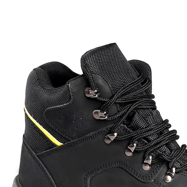 Black Men'S Industrial Steel Toe Safety Shoes Anti Puncture PU Outsole Leather Footwear Acid Proof