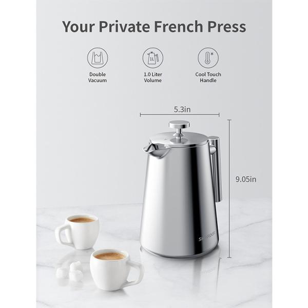 1000ml/34oz Vacuum Pot Coffee Maker Keep Warm Tea Maker French Press LFGB
