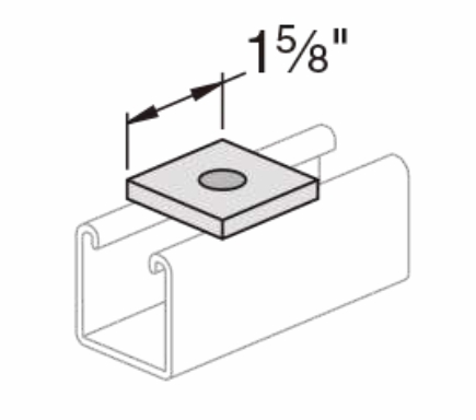 Galvanized Steel Strut Flat Fittings Accessories Square Washer One Hole Type