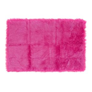 Quality Deep Pink Colour Polyester Area Rugs / Faux Sheepskin Area Rug for sale