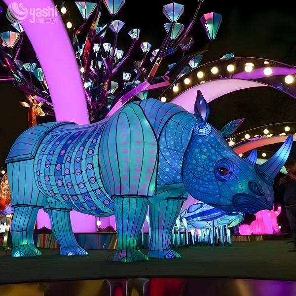 Buy Handmade Silk Chinese Animal Lanterns Waterproof Rhino Shaped at wholesale prices