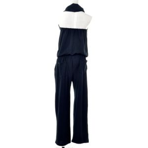 Black Summer Women Jumpsuits And Rompers , Adults Trousers / Pants