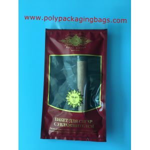 Portable Red Moisturizing Zipper Cigar Bag With Transparent Window