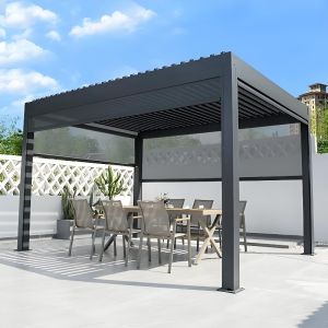 China Commercial-Grade Shade Solution | Metal Pergola with Retractable Roof on sale