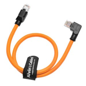 Alvin's Cables CAT6A Shielded Right Angle RJ45 Cable 1m Orange for PLC Robotics