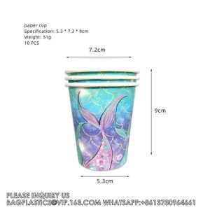 Mermaid Theme Tableware Set Mermaid Disposable Paper Plate Dinnerware Set