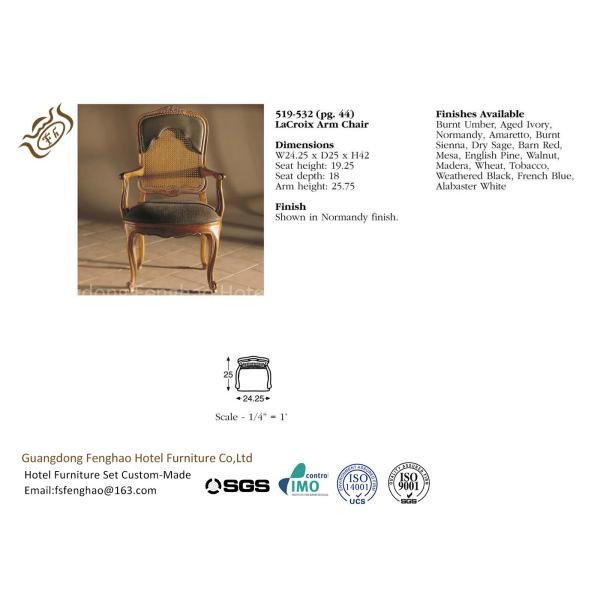 Buy LaCroix Arm Hotel Dining Chairs Leather Solid Wood Carver Armchair at wholesale prices