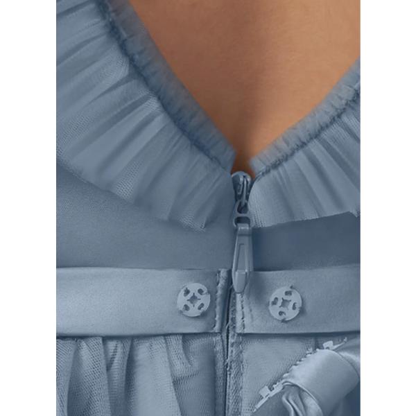 Popular Girl Kids Dress Blue Tulle OEM ODM Baby Flower Girl Dresses Sleeveless Round Neckline Ruffles Ball Gown Retailer