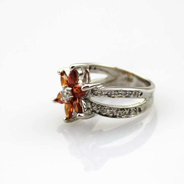 Designer Jewelry Sterling Silver with Yellow Cubic Zircon Flower Gemstone Ring (R0012)