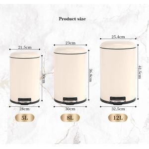 Indoor Living Room Bathroom Stainless Steel Pedal Trash Can