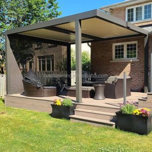 Adjustable 0-100 Degree Aluminum Louvered Pergola with 5-Year Warranty and