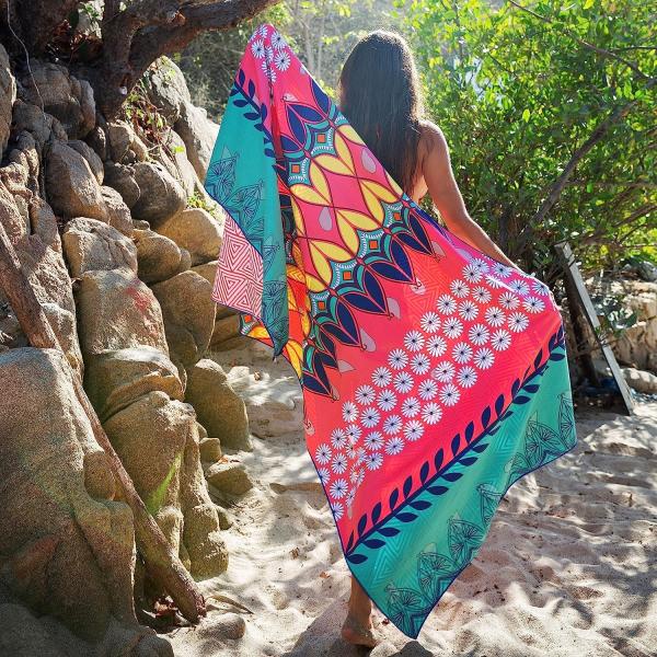 Best Selling High Quality Free Quick Dry Recycle Pet Microfiber Waffle Digital Print Beach Towel