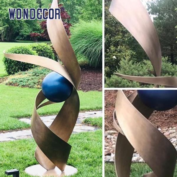 Twisted Stainless Steel Art Sculptures Spiral Gradient Strip Geometric