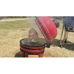 Red Glazed 15 Inch Kamado Grill Smoker Ceramic Charcoal Kitchenware