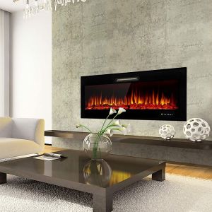 China Wall Mounted LED Electric Fireplace Heaters TV Stand with Self-Check Timing Child Lock Function on sale