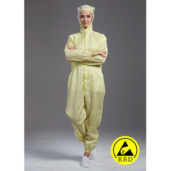 Lapel Collar Hooded ESD Anti Static Garments coverall pen pocket and holder pink color