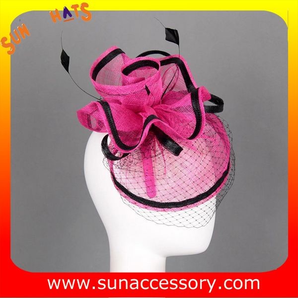 0918 hot sale fashion sinamay fascinators hats and caps with veil ,Fancy Sinamay fascinator from Sun Accessory