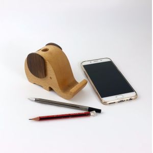 Decorative wooden animal cell phone holder stand