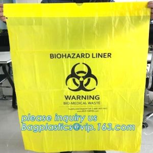 Disposable plastic biohazard bags infectious linen waste bags, Yellow Biohazard