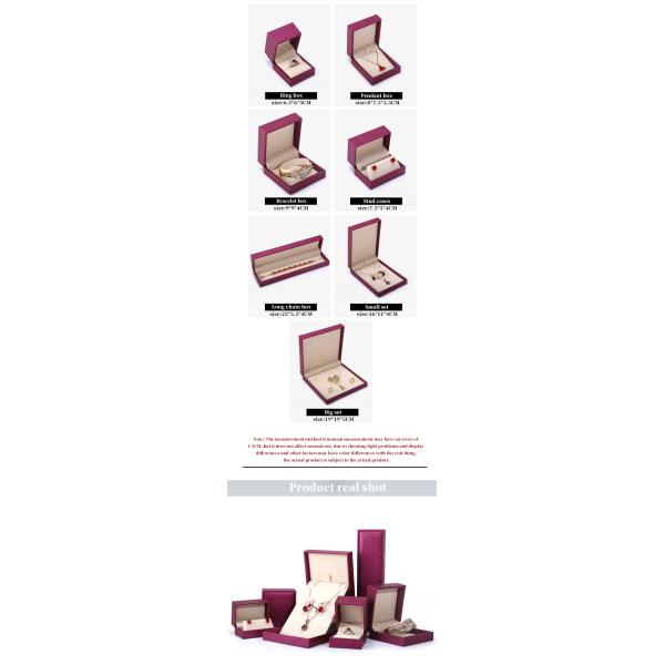 China manufacturing Wholesale Luxury Jewellery Box packaging Custom high end Necklace Bracelet Earring Ring Packaging rose Red Pu Leather Jewelry Box