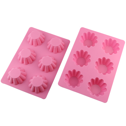 6 cavity flower silicone muffin cake molds ,4 cavity heart shape silicone cake molds