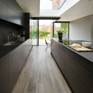 Luxury Matt Black Lacquer Kitchen Cabinet With Island