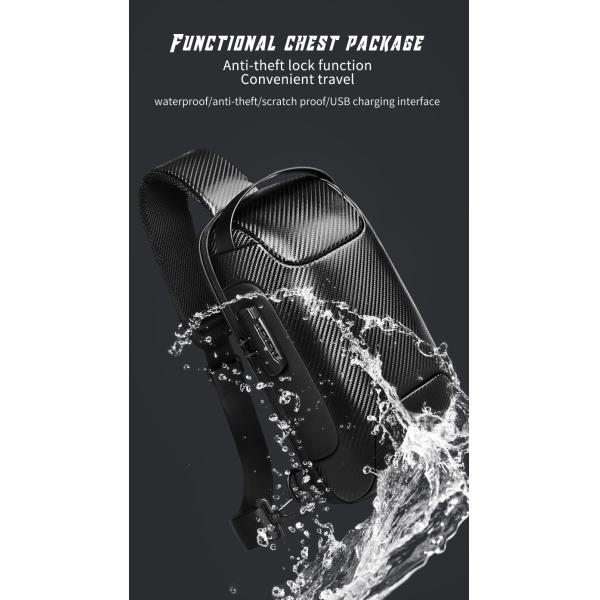 OEM/ODM Carbon Fiber Streamline Anti Theft Sling Bag Rainproof