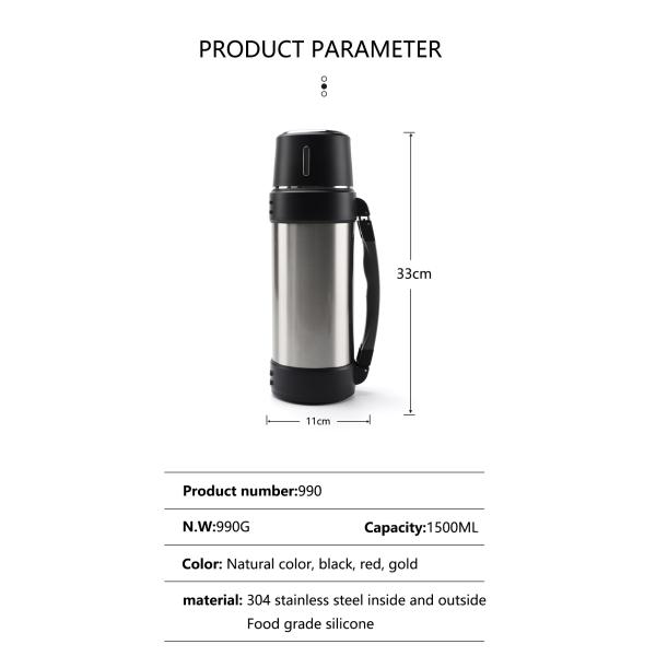 1.5 L Vacuum Travel Pot And Bottles Double Wall Large Stainless Thermos Travel Flask Big Bottle