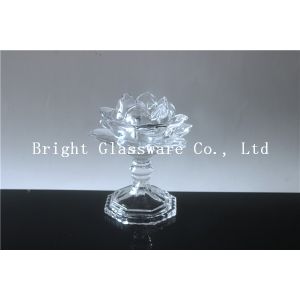 Crystal lotus flower candle holder with glass stand