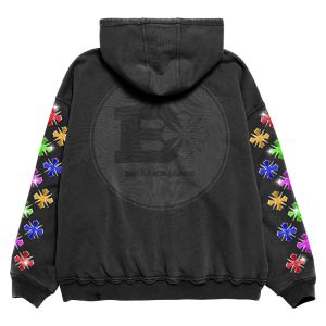 Custom Rhinestone Printing Men's Zip-Up Hoodie with 450grams Fabric Weight and