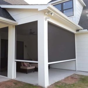 Windproof Motorized Roller Zip Track Blinds Polyester UV coating Split type