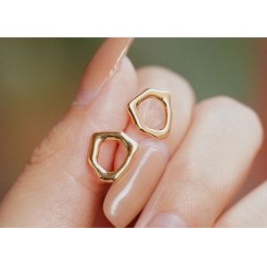 Irregular Circle 9k Gold Earrings 8mm Dimension for Anniversary