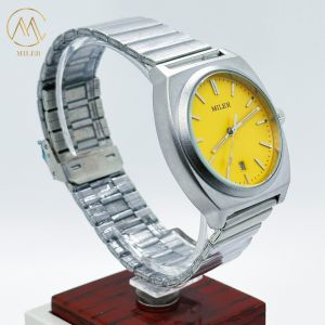 Classic Analog Stainless Steel Strap Watch Round Luminous Dial Mens Silver Strap