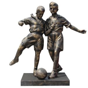 China Garden Decorative Metal Sculpture Bronze Football Boy Statue on sale