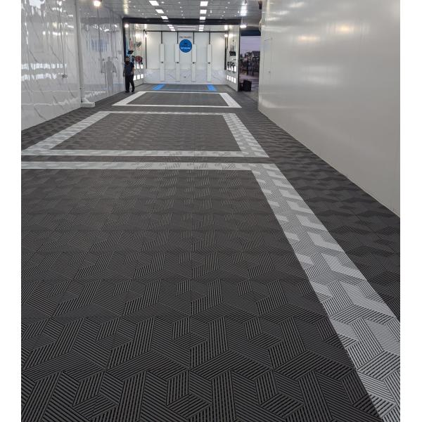 Buy 18mm PP Vented Garage Floor Tiles Gray Race Deck Garage Tiles at wholesale prices