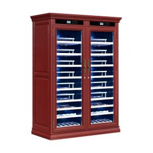 China Luxury Solid Wood Wine Cooler Cabinet with 5~22℃ Temperature Control 3-Year Warranty and Dual Glass Door on sale