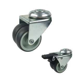 Lockable 3" Bolt Hole Swivel Soft TPR twin wheel swivel casters for furniture