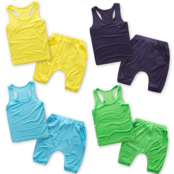 Buy Summer kids racer back singlets and pants casual clothing sets at wholesale prices