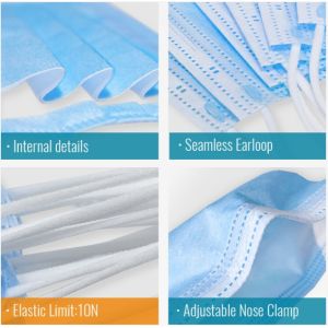 China Disposable Blue Earloop Face Mask , Odorless Disposable Protective Mask on sale