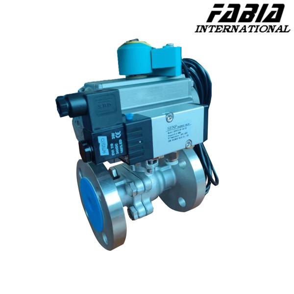 Buy Flanged Connection Pneumatic 304 Stainless Steel Ball Valve Two Piece at wholesale prices