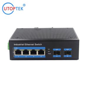 industrial Unmanaged 4x10/100/1000Base-T to 2x1000M-Fx Ethernet switch DIN Rail