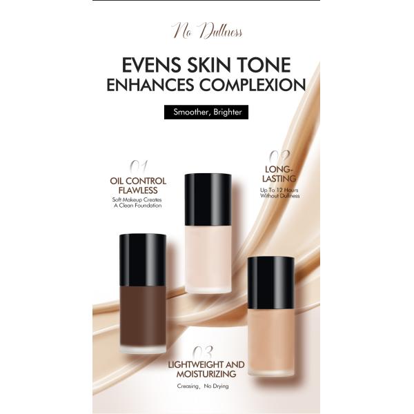 OEM / ODM Professional Private Label Vegan Cosmetics Makeup Custom Logo Full Coverage Matte Waterproof Liquid Foundation